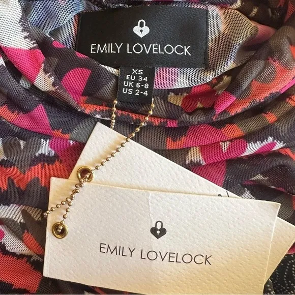 Emily Lovelock‎ MIRI Mesh Tulle Tee Pink XS Heart Print Y2K Valentines Day NWT - Image 12