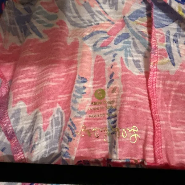 Lilly Pulitzer Alia Beach Cover-Up Pink Palm With Going Size Small Resortwear - Image 2