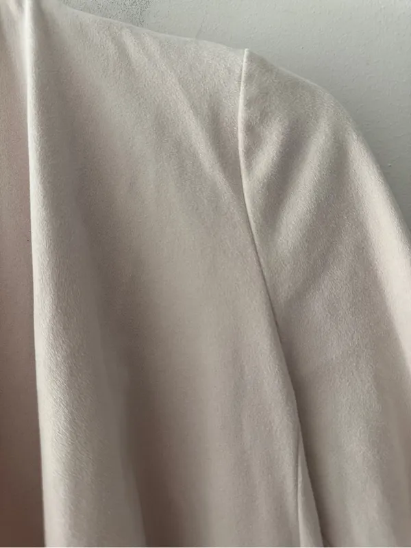 Zara Faux Suede Cream Beige Waterfall Draped Open‎ Blazer - Image 4