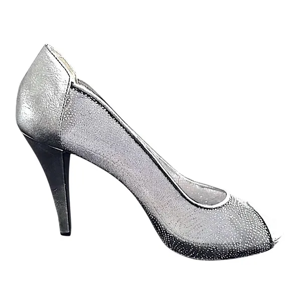 Style & Co Peep Toe Pumps Womens 9.5‎ Silver Glitter Mesh Stiletto Heels - Image 3
