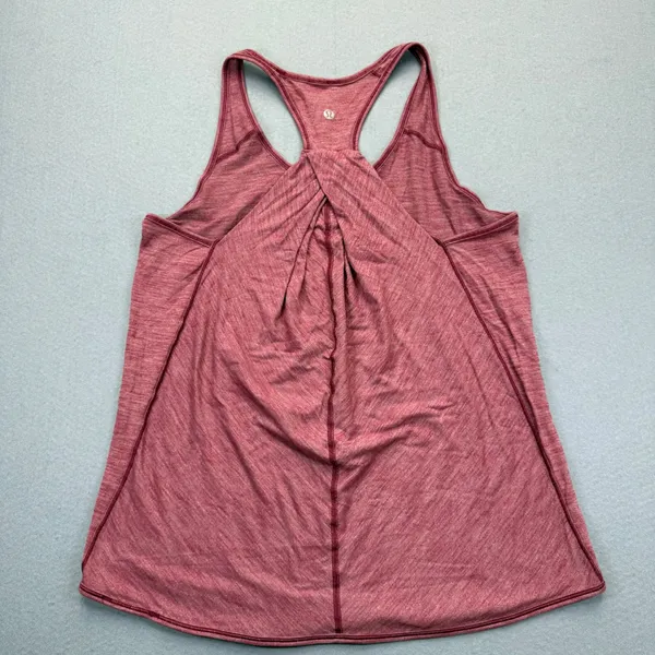 Lululemon Yogi Racerback Tank Top Heathered Dark Red‎ Maroon Pleated Back est. S - Image 5