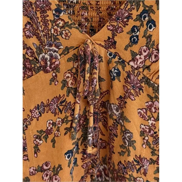 Urban Outfitters Floral Boho Peasant Cropped Top Size M Bell Sleeve Ren Faire - Image 8
