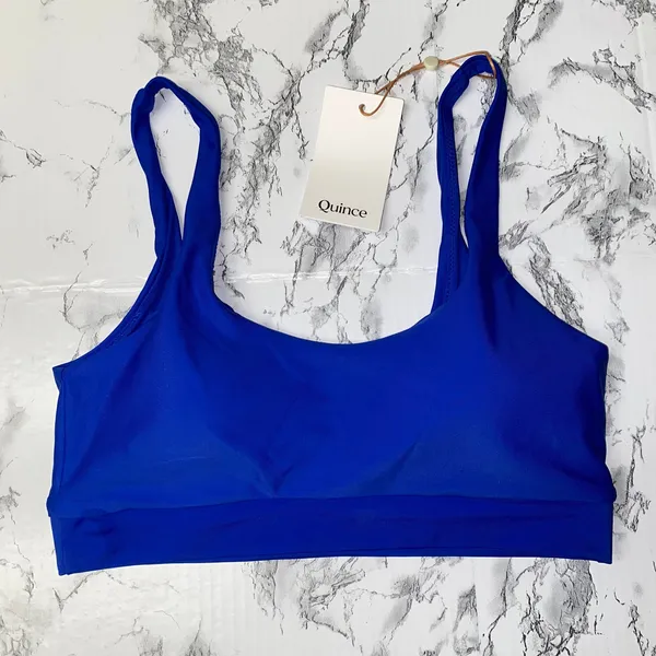 NWT Quince Electric Blue Italian Tank Bikini Swim Suit Top Women's Size Small - Image 3