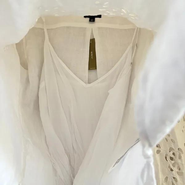 J.Crew Collection White Linen‎ Eyelet Embroidered Button Down Shirt Camisole 6 - Image 6
