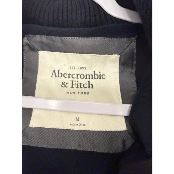 Abercrombie & Fitch Black Long Puffer Coat Faux Fur Hood M - Image 4