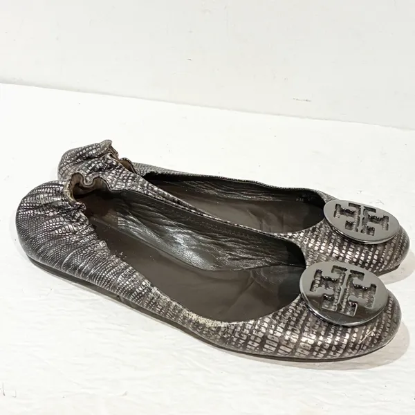 TORY BURCH Reva Lizard Embossed Leather Ballet Flats Size 9‎ - Image 4