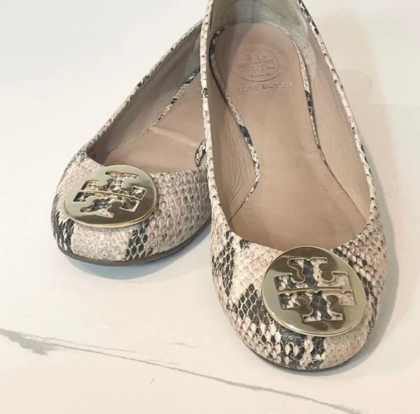 Tory Burch Snakeskin Ballet Flats - Cream and Black - Image 7