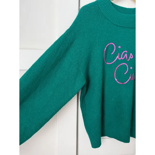 A New Day Green Ciao Ciao Sequin Mock Neck Sweater XL Relaxed Long Sleeve - Image 9