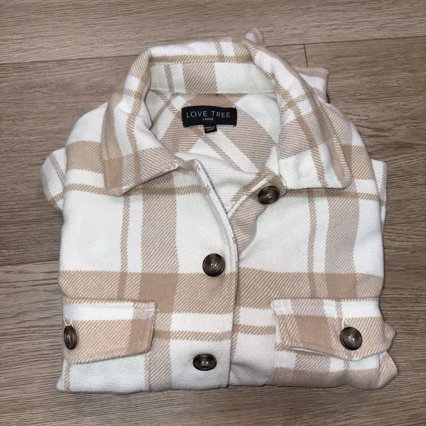 Love Tree Boutique Women's Plaid Button Up Jacket Size Large - Image 13