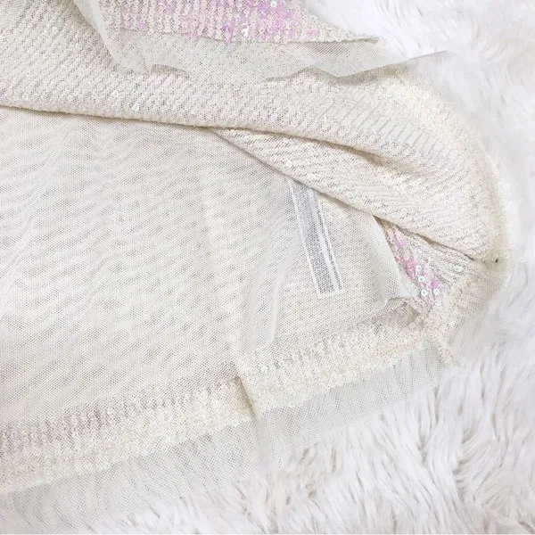 FREE PEOPLE Gold Rush Sequin Mini Dress Iridescent Sheer Cream Size Medium New‎ - Image 9