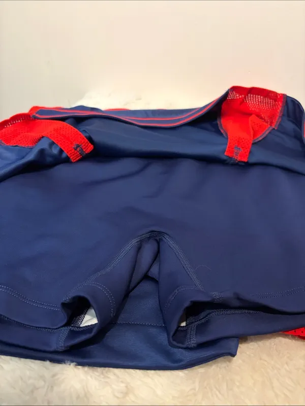 Nike Court Dri-FIT Slam Tennis Skirt Red Blue Skort Mesh Pleats Size Small - Image 6