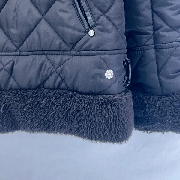 Lauren‎ Ralph Lauren Quilted Puffer Jacket Large Aviator Rebel Faux Fur - Image 6