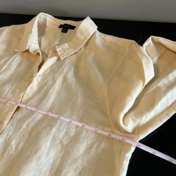 J. Crew Linen Cotton Blend Button Down Beach Shirt Dress Pale Yellow Women's M - Image 10