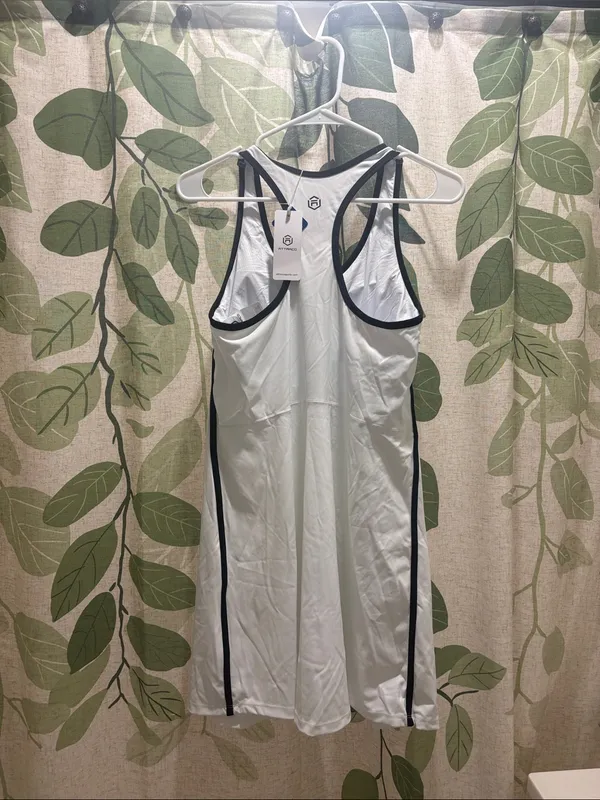 Women's White Tennis Dress with Black Trim - Image 4