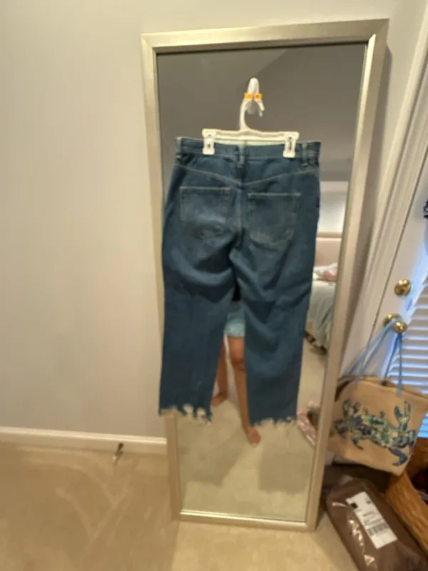 We the Free by Free People Blue Distressed Hem Straight-Leg Jeans - Image 3
