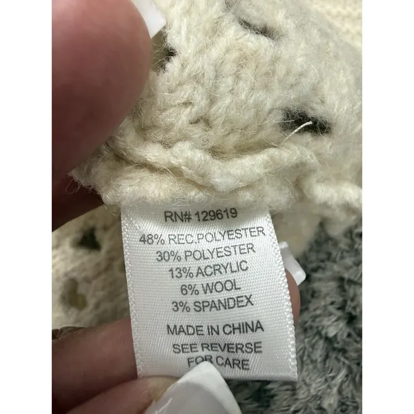 Allie Rose Cream Cable Knit Open Stitch Sweater Womens Size M Oversized Crochet Pullover - Image 12