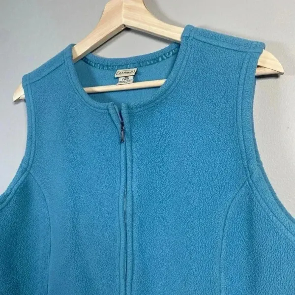 LL BEAN Fleece Vest Womens Size L Large Blue Arctic‎ Crop Y2k Cozy 90s Gorpcore - Image 2
