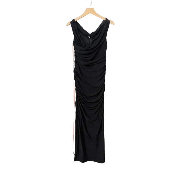 Lulus Scotia Black Mesh Ruched Off-the-Shoulder Maxi Dress size Large NWT - Image 3