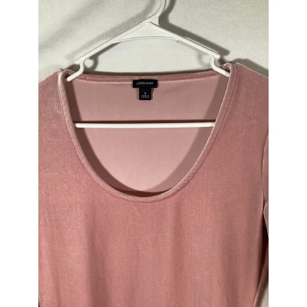 J CREW Stretch Pink Velvet‎ Bodysuit Womens Small Balletcore Preppy - Image 2