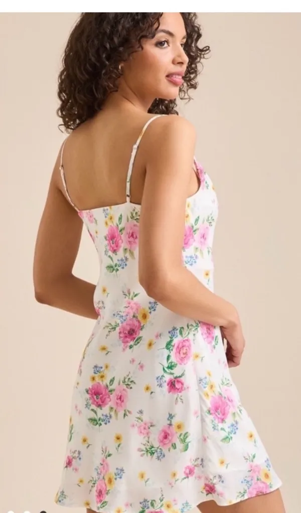Altar'd State White Floral Slip Dress with Pink Roses NWT - Image 2