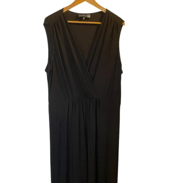 ANTTHONY Black V-Neck Surplice Sleeveless Stretchy Straight Leg Jumpsuit - Sz 1X - Image 2