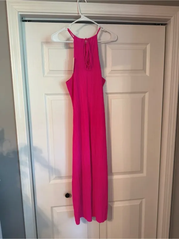 A New Day Sleeveless Crinkle Fabric Pleated Midi Cocktail Dress Women’s Sz Large - Image 3