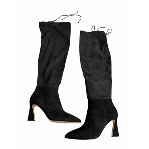 Vince Camuto Suede Over The Knee Boot Size 8.5 Wide Calf Pointed Toe in Black - Image 2