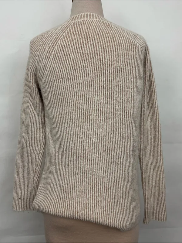 Bohme Oatmeal Ribbed Crewneck Sweater medium tunic length - Image 2