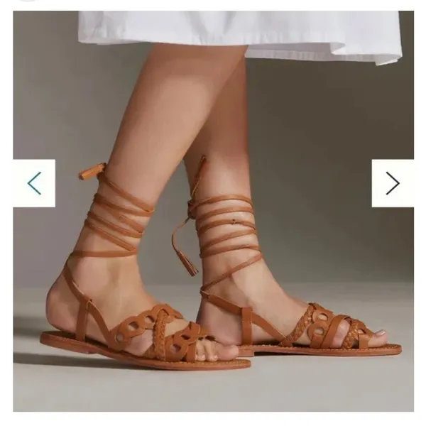 Anthropologie Pilcro & the letterpress woven tie up sandals - Image 3