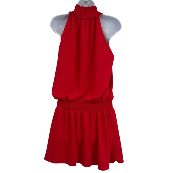 Amanda Uprichard Halter Mini Dress Sz M Quiet Luxury Paris Smocked Drop Waist - Image 7