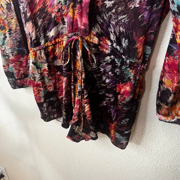 Naked Princess Lila Silk Romper Womens Large Abstract Floral Drawstring - Image 3