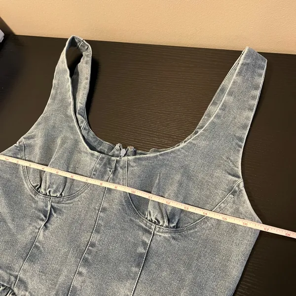 12th Tribe Denim Corset Mini Dress Blue Medium Wash XL NWT Country Western - Image 9
