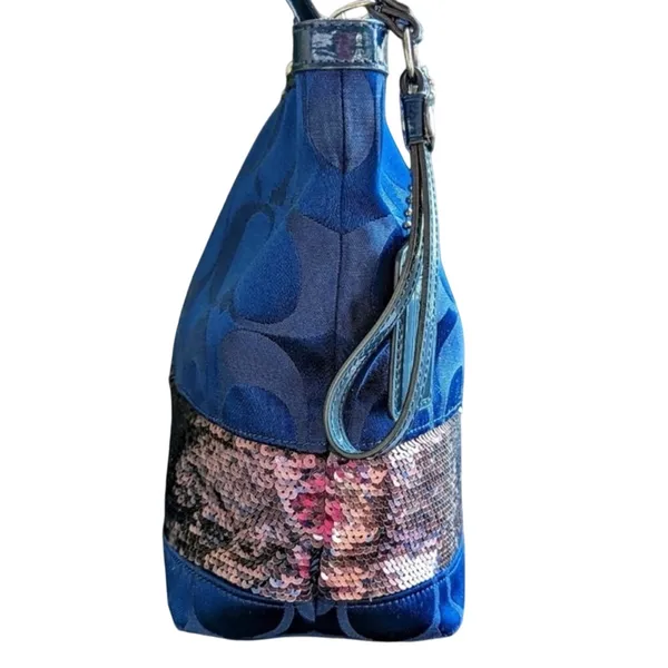 COACH Sequin Trim Signature Monogram Shoulder Bag - Image 5