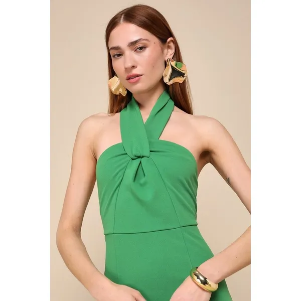 Lulus Mesmerizing Perfection Green Halter Neck Backless Maxi Dress Small NWT - Image 4