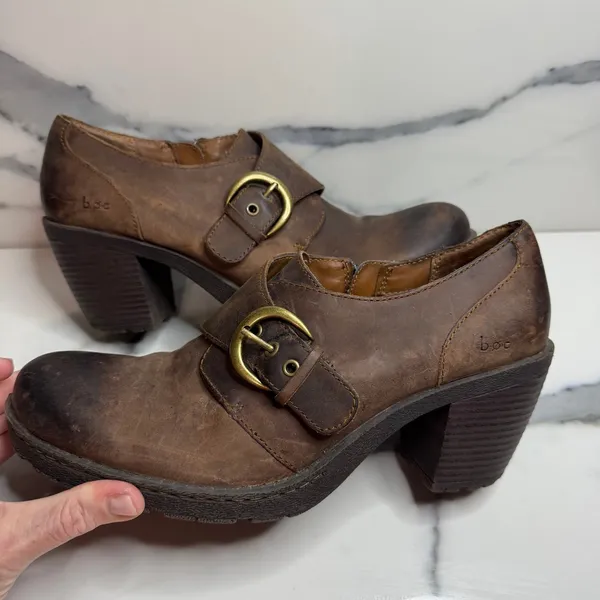 BOC Women's Brown Leather Catori Booties Sz 10 Comfort Side Zip Buckle Witchcore - Image 7
