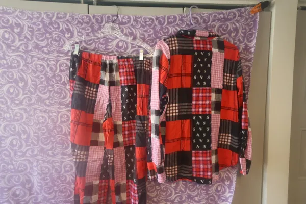 Victoria's Secret modal blend patchwork pj pajamas set in red and black size medium. - Image 2