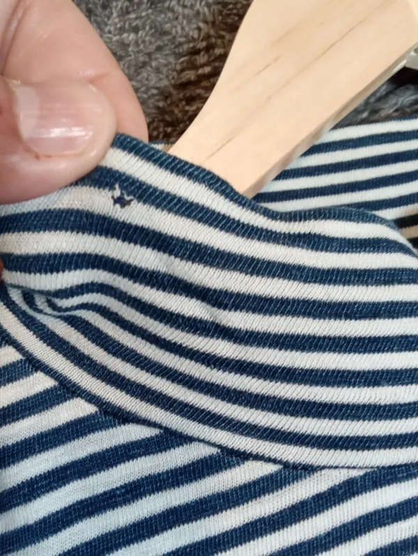 Faherty Womens Blue Striped Mock Neck Long Sleeve Tee Outdoors Size Large - Image 3