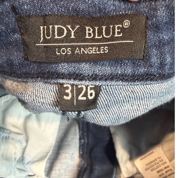 Judy Blue Double the Fun Straight‎ Leg Jeans Raw Hem Sz 3/26 Dark Wash JB82464MD - Image 5