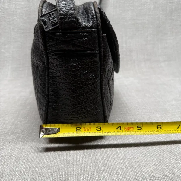 Vintage Black Faux Reptile Leather Crossbody Bag Small Western Boho‎ Y2K - Image 9
