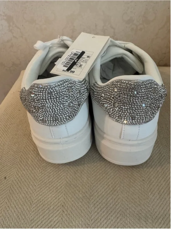 White tennis shoes with rhinestones / sparkles - Image 4