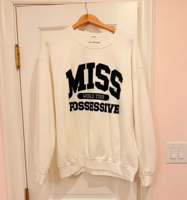 Tate McRae Miss Possessive Crewneck White Size M - Image 2