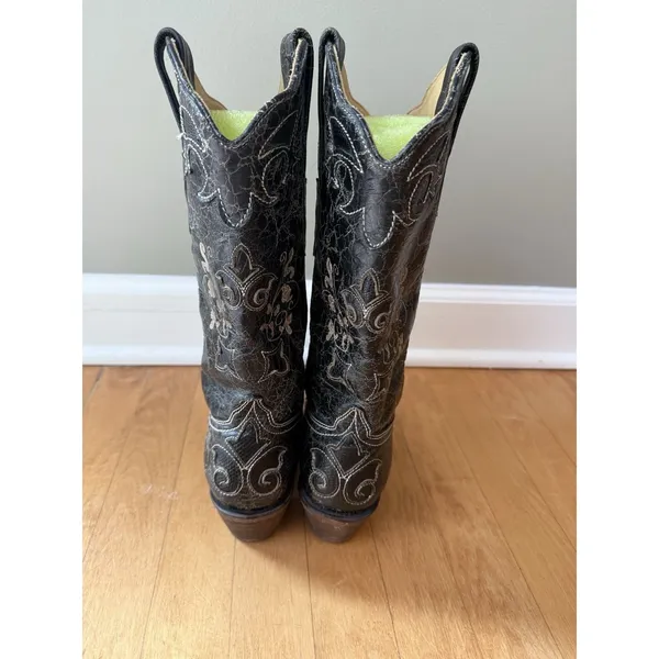 Corral Vintage Black Leather Exotic Lizard Inlay Cowgirl Boots C2108 Women's 7 M - Image 3