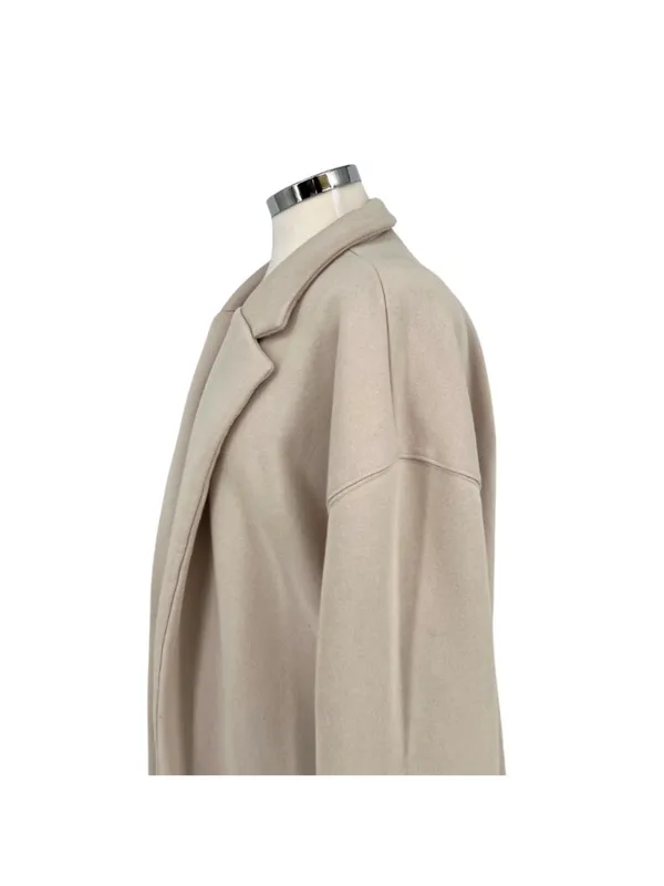 Blanknyc Keep Me Company Beige Open Front Long Minimalist Coat Size Size Small - Image 4