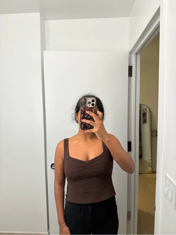 Brown Square-Neck Tank Top - Women - Image 2