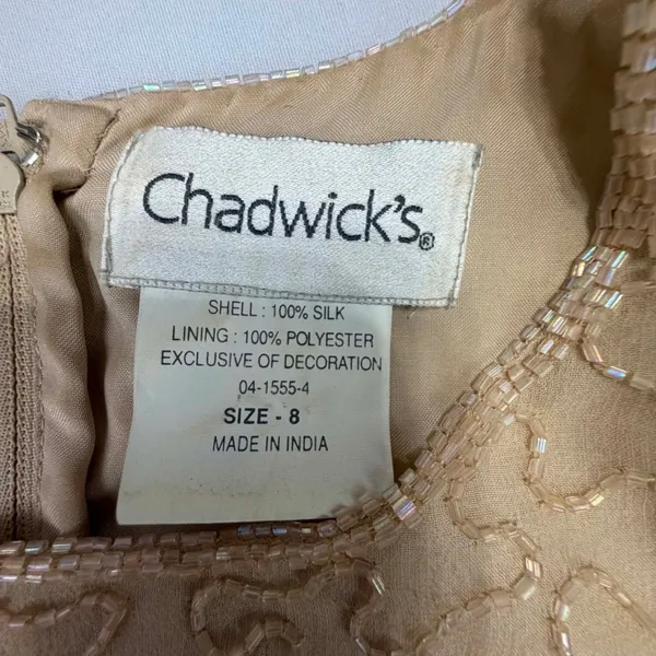 Chadwick's Vintage 100% Silk Two-Piece Beaded Floral Maxi Dress Set - Image 4
