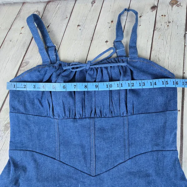 Lulus Considered Charisma Blue Chambray Bustier Mini Dress XL HD5162 NWT - Image 10