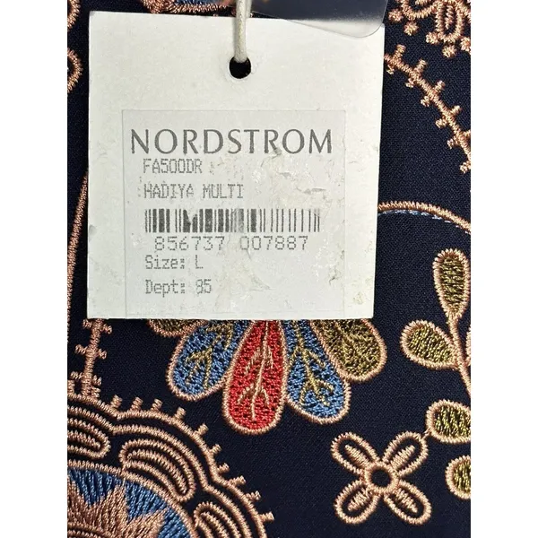 Foxiedox Hadiya Multi Dress Womens Large Navy Blue Embroidered Mini FA500DR - Image 7
