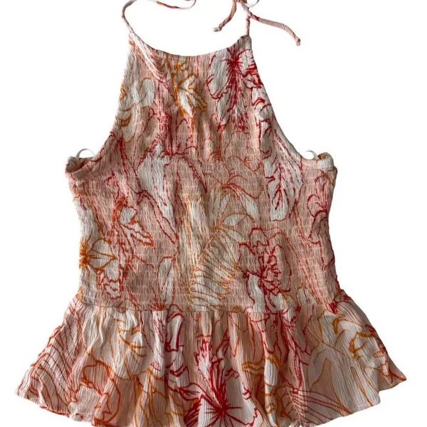 🌸 Patrons of Peace Floral Halter Peplum Top 🌿 (Size M) - Image 3