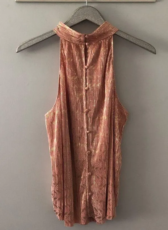 Anthropologie Vickie Halter Top Peach and Metallic Gold NEW - Image 6