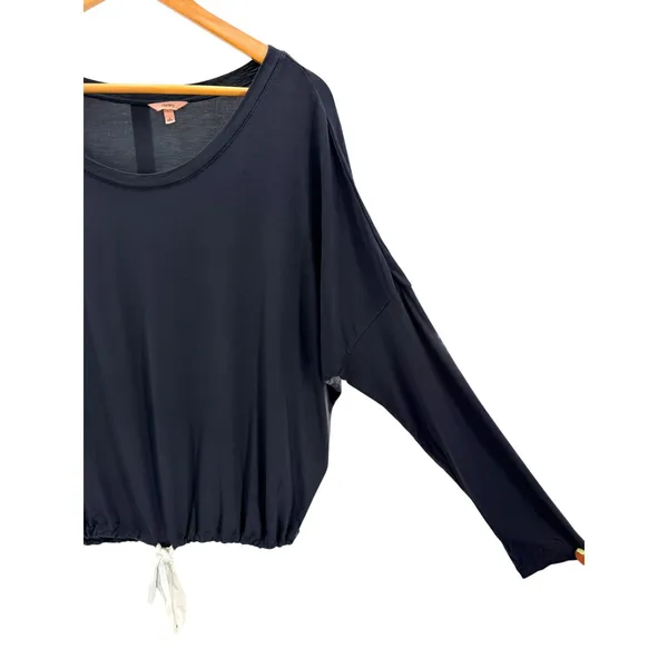 Eberjey Gisele Slouchy Top Charcoal Gray Tencel Modal Drawstring Hem Long Sleeve - Image 4